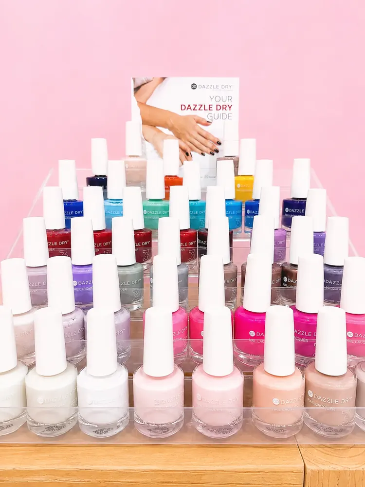 The Dazzle Dry lacquer display stand at Palm Nail Lounge